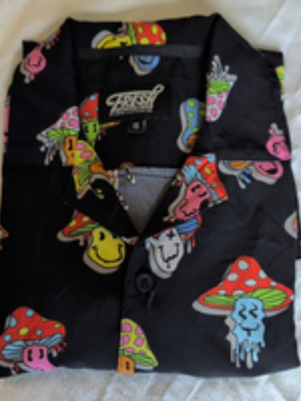 Drill Clothing Co Fresh Prints Of Bel-Air Mushroom Shirt Mens Small Black Trippy